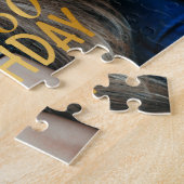 Gelukkige 60ste Verjaardag Script gepersonaliseerd Legpuzzel (Zijkant)