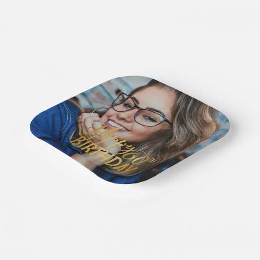 Gelukkige 60ste Verjaardag Script gepersonaliseerd Papieren Bordje (Gebogen)