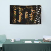 Gelukkige 60ste Verjaardagslichten Goud Zwart Vert Spandoek (Beurs)