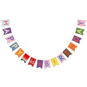 Gelukkige 65e verjaardag bunting vlaggen vlaggetjes