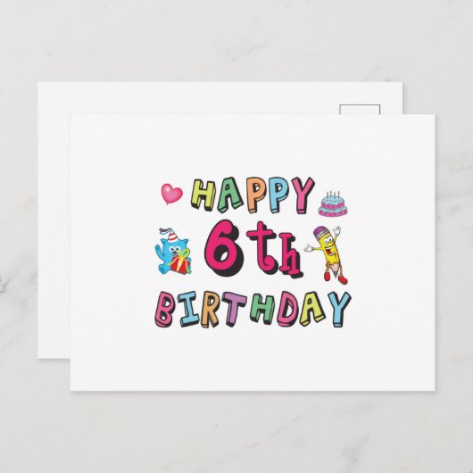 Gelukkige 6e verjaardag 6 jaar verjaardag surprise briefkaart (Voorkant / Achterkant)