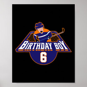 Gelukkige 6e verjaardag jongen hockeyspeler ijshoc poster
