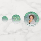 Gelukkige 70e verjaardag Chic Falling Green Glitte Confetti (Voorkanten)