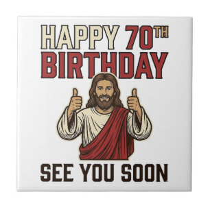Gelukkige 70e verjaardag Zie je snel Vintage T-shi Tegeltje