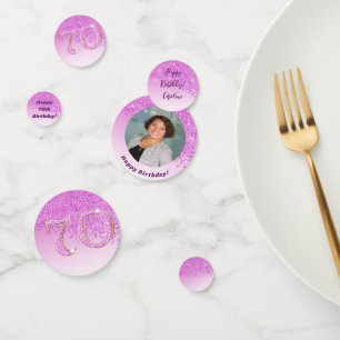 Gelukkige 70ste verjaardag Chic Falling Pink Glitt Confetti