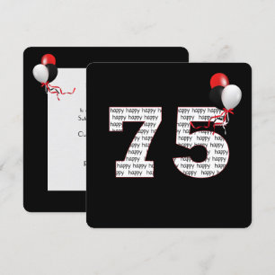 Gelukkige 75e verjaardag op zwarte uitnodiging