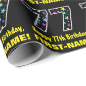 Gelukkige 77e verjaardag, Leuk Kleurrijk Sterren P Cadeaupapier (Rol Hoek)