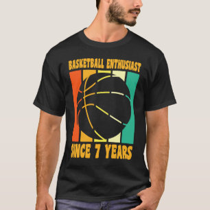 Gelukkige 7 Verjaardag 7 Jaar Oud Retro Basketbal T-shirt