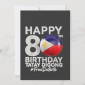 Gelukkige 80e verjaardag Tatay Digong Duterte PRRD Kaart (Voorkant)