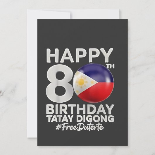Gelukkige 80e verjaardag Tatay Digong Duterte PRRD Kaart (Voorkant)