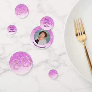 Gelukkige 80ste verjaardag Chic Falling Pink Glitt Confetti