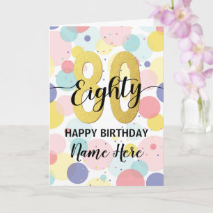 Gelukkige 80ste Verjaardag Pastel Rainbow Gold Vro Kaart