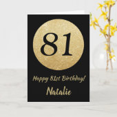 Gelukkige 81e Verjaardag Zwart en Goud Glitter Kaa Kaart (Gele Bloem)
