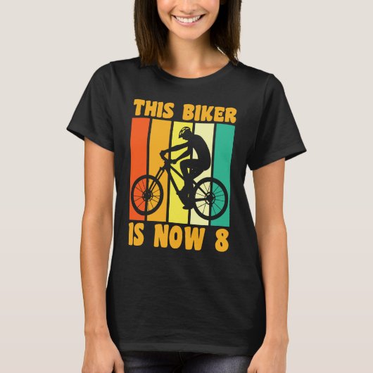 Gelukkige 8e Verjaardag 8 Jaar Oud Fietsen 8e B T-shirt (Voorkant)