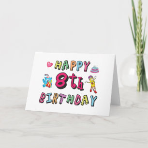 Gelukkige 8e verjaardag. 8 jaar verjaardag. kaart