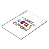 Gelukkige 8e verjaardag. 8 jaar verjaardag. notitieboek (Linkerzijde)