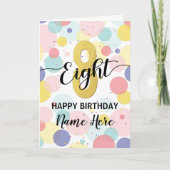Gelukkige 8e Verjaardag Pastel Rainbow Gold Girl Kaart (Voorkant)