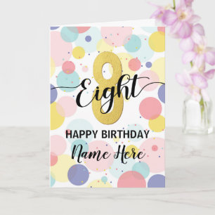 Gelukkige 8e Verjaardag Pastel Rainbow Gold Girl Kaart