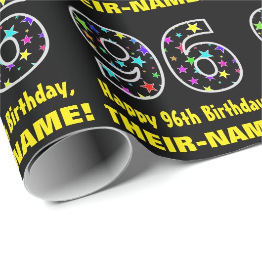 Gelukkige 96e Verjaardag, Leuk Kleurrijk Sterren P Cadeaupapier (Rol Hoek)