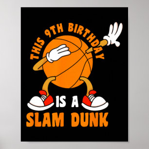 Gelukkige 9 Verjaardag 9 Jaar Oud Dab Bysketbyll 9 Poster