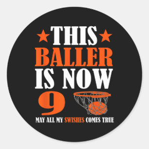 Gelukkige 9e Verjaardag Basketbal 9e Verjaardag Ronde Sticker