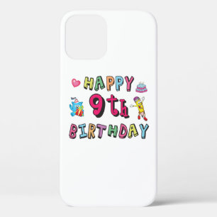 Gelukkige 9e verjaardag voor 9-jarige kinderen ver iPhone 12 hoesje