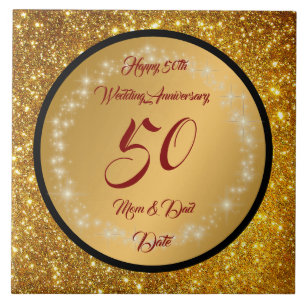 Gelukkige Aanpassing Gouden Glitters 50ste Verjaar Tegeltje