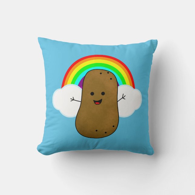 Gelukkige Aardappel En Een Regenboog Kussen (Voorkant)