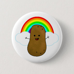 Gelukkige Aardappel En Een Regenboog Ronde Button 5,7 Cm