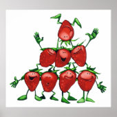 Gelukkige Aardbeien Familie Fruit Piramide Poster (Voorkant)