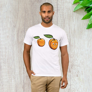 Gelukkige abrikozenfruit met blad glimlachend gezi t-shirt