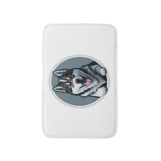 gelukkige Alaskan Malamute Puppy Badmat (Voorkant Verticaal)