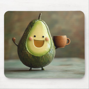 Gelukkige Avocado Genietend van een Kopje Thee Muismat