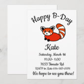 Gelukkige B-day Rode Panda Kaart (Voorkant / Achterkant)