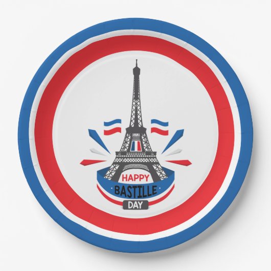 Gelukkige Bastille dag Eiffeltoren Papieren Bordje (Voorkant)