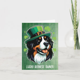 Gelukkige Berner Hond Eigenaar Gelukkige St Patric Feestdagen Kaart