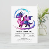 Gelukkige bewerkbare Dragon Digitale Jongen Verjaa Kaart (Staand voorkant)