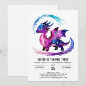 Gelukkige bewerkbare Dragon Digitale Jongen Verjaa Kaart (Voorkant / Achterkant)