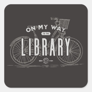 Gelukkige Bibliothecaris op Mijn Weg Bibliotheek Vierkante Sticker