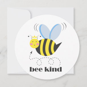 Gelukkige bijenprinses met kroon en slogan Bee Kin Feestdagenkaart