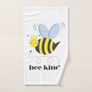 Gelukkige bijenprinses met kroon en slogan Bee Kin Handdoek