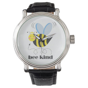 Gelukkige bijenprinses met kroon en slogan Bee Kin Horloge