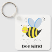 Gelukkige bijenprinses met kroon en slogan Bee Kin Sleutelhanger (Voorkant)