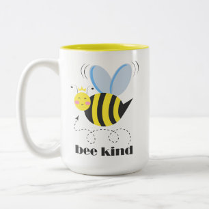 Gelukkige bijenprinses met kroon en slogan Bee Kin Tweekleurige Koffiemok