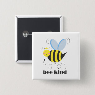 Gelukkige bijenprinses met kroon en slogan Bee Kin Vierkante Button 5,1 Cm