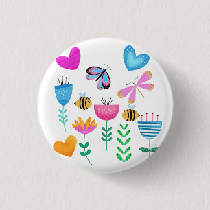 Gelukkige Bijentuin Ronde Button 3,2 Cm