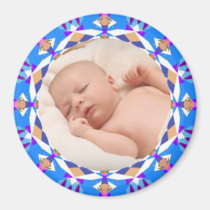 Gelukkige Blauwe Nieuwe Baby Jongen Meisje Ouders  Magneet