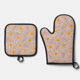 Gelukkige Bloem Doodles Ovenwant & Pannenlap Set