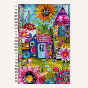 *~* Gelukkige Bloemrijke Fantasie  Whimsical Cotta Notitieboek