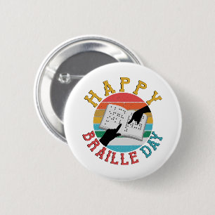 Gelukkige Braille Dag Ronde Button 5,7 Cm